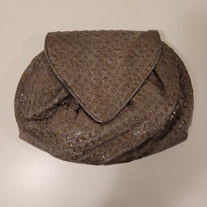 Sharif Vintage 80s Abstract Ostrich Print Crossbody Purse Clutch - Gray